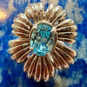 Pendant: CNA 925 sterling silver slider Pendant with blue topaz.